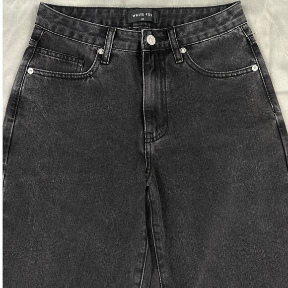White Fox Boutique - I Don't Need You Mid Rise Wide Leg Jeans in Black Acid Wash - Picture 2 of 5